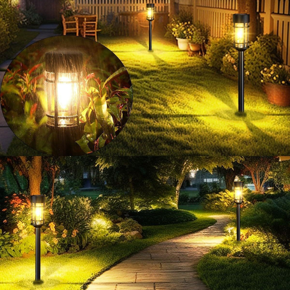 Solar Garden Path Light – Vintage Tungsten Glow Outdoor Stake Lamp