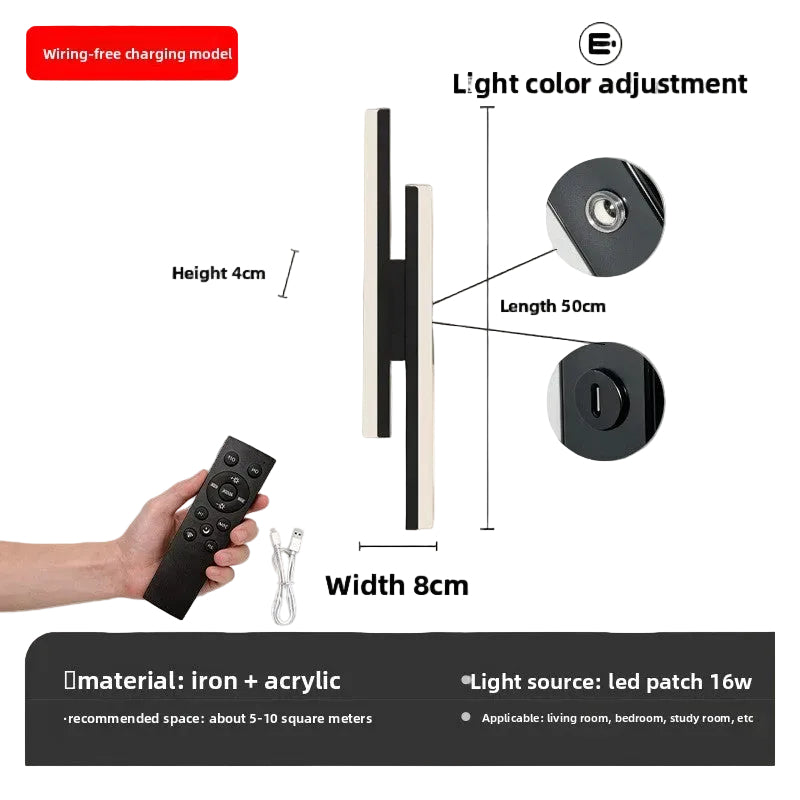 Modern Minimalist Rechargeable Wall Lamp with Magnetic Base for Bedroom Living Room