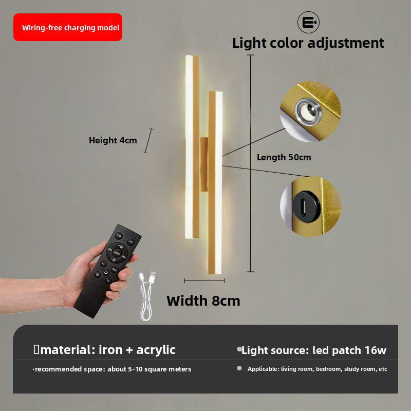 Modern Minimalist Rechargeable Wall Lamp with Magnetic Base for Bedroom Living Room