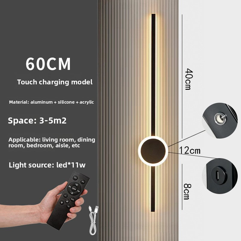 Modern Minimalist Rechargeable Wall Lamp with Magnetic Base for Bedroom Living Room