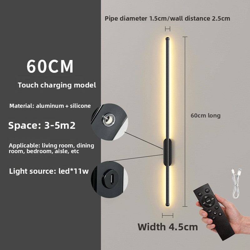 Modern Minimalist Rechargeable Wall Lamp with Magnetic Base for Bedroom Living Room