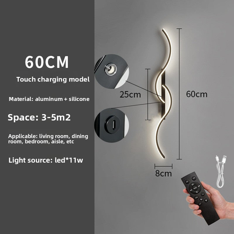 Modern Minimalist Rechargeable Wall Lamp with Magnetic Base for Bedroom Living Room